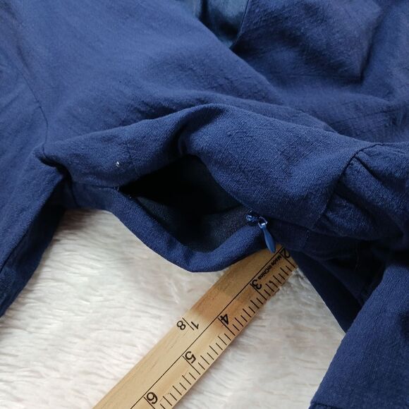 Fancyinn V- neck Babydoll Mini/ Midi Ruffle Dress Long Sleeve Blue Small........ - Picture 7 of 10